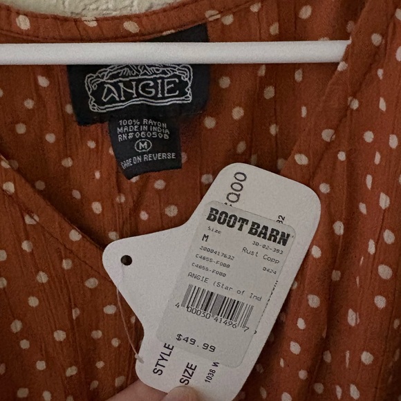 Angie Rust Polka Dot Tiered Dress – Size M (NWT, Boot Barn) - Picture 4 of 4